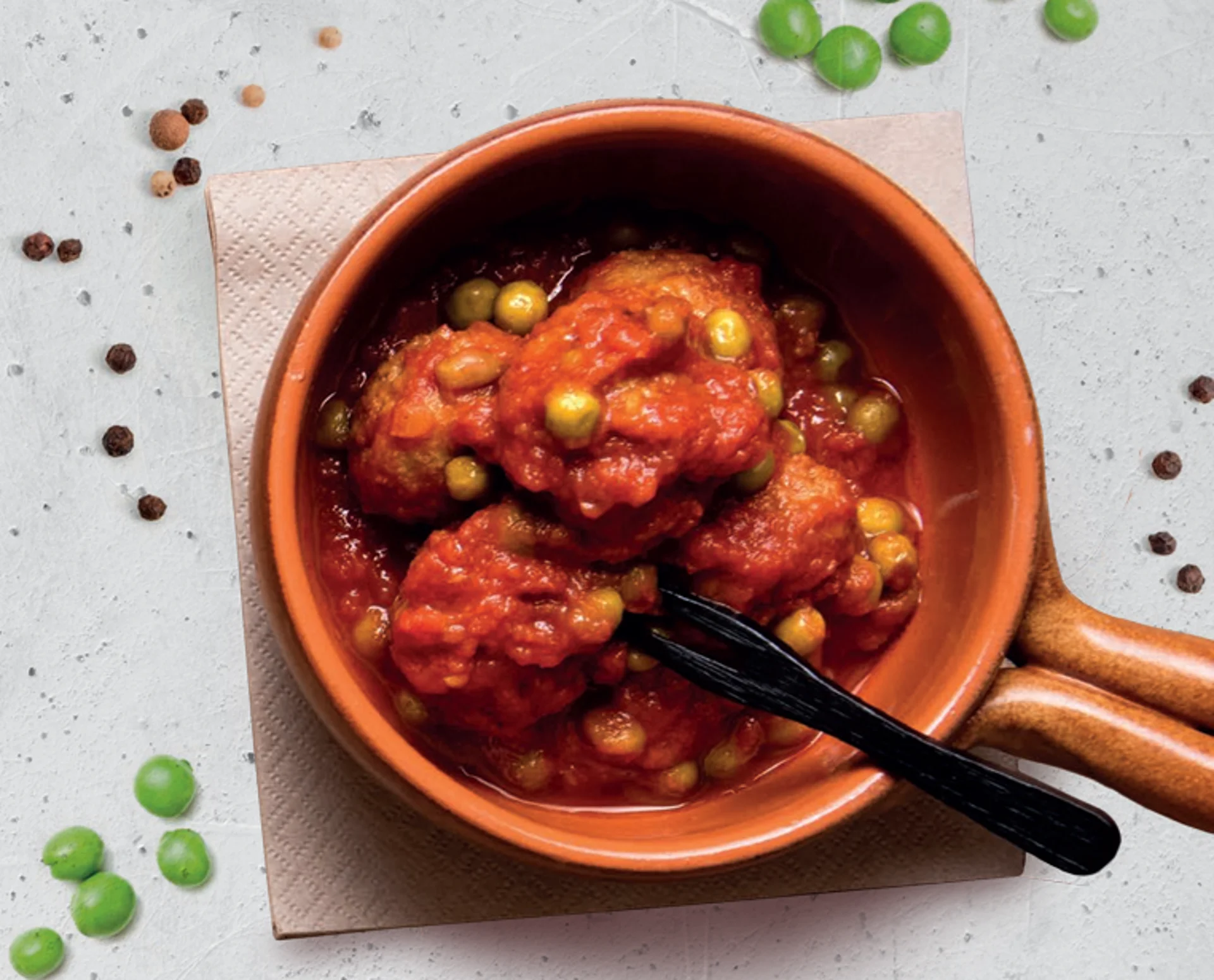 POLPETTE AL SUGO CON PISELLI